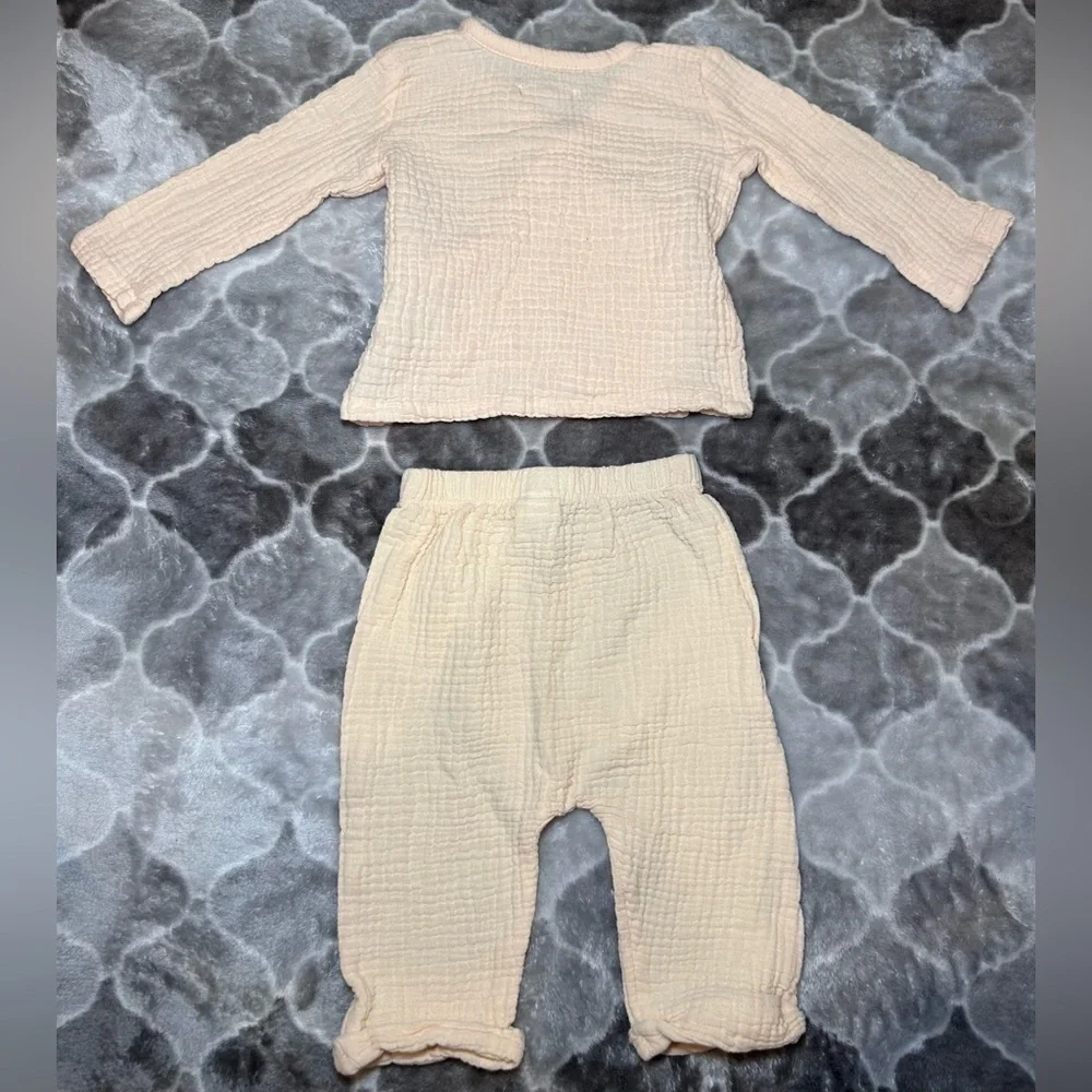Grayson Collective 2-Piece Baby Girl Matching Outfit- Peachy Pink/ Size 3-6M